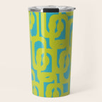 Mid Century Modern Loop Pattern in Lime Green and Turquoise Travel Mug Gallery Image 1