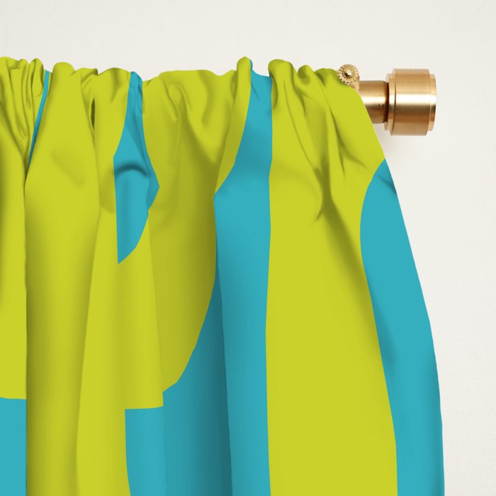 Mid Century Modern Loop Pattern in Lime Green and Turquoise Window Curtain Gallery Image 2
