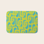 Mid Century Modern Loop Pattern in Lime Green and Turquoise Bath Mat Gallery Image 1