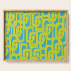Mid Century Modern Loop Pattern in Lime Green and Turquoise Serving Tray Gallery Image 1