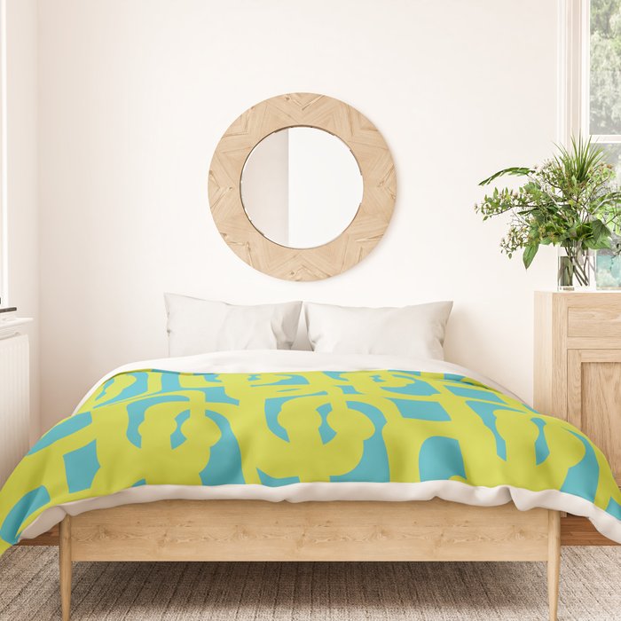 Mid Century Modern Loop Pattern in Lime Green and Turquoise Duvet Cover Gallery Image 3