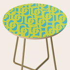 Mid Century Modern Loop Pattern in Lime Green and Turquoise Side Table Gallery Image 2