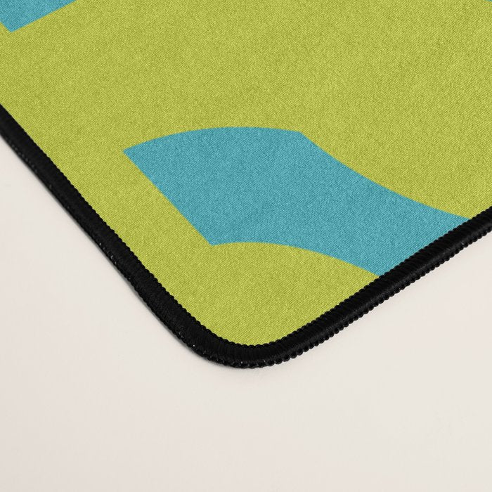 Mid Century Modern Loop Pattern in Lime Green and Turquoise Desk Mat Gallery Image 4