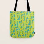 Mid Century Modern Loop Pattern in Lime Green and Turquoise Tote Bag Gallery Image 1