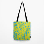 Mid Century Modern Loop Pattern in Lime Green and Turquoise Tote Bag Gallery Image 2