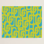 Mid Century Modern Loop Pattern in Lime Green and Turquoise Jigsaw Puzzle Gallery Image 1