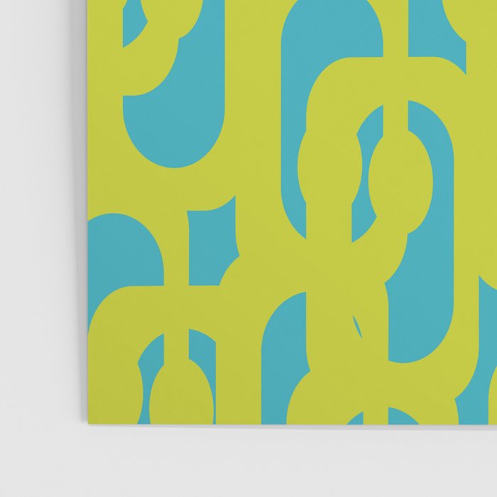Mid Century Modern Loop Pattern in Lime Green and Turquoise Poster Gallery Image 3
