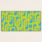 Mid Century Modern Loop Pattern in Lime Green and Turquoise Desk Mat Gallery Image 3