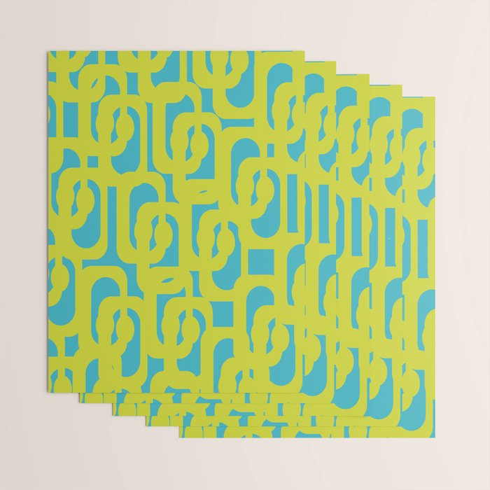 Mid Century Modern Loop Pattern in Lime Green and Turquoise Wrapping Paper Gallery Image 3