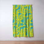 Mid Century Modern Loop Pattern in Lime Green and Turquoise Window Curtain Gallery Image 3