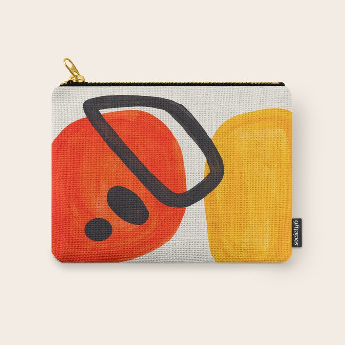 Colorful Mid Century Modern Abstract Fun Shapes Patterns Space Age Orange Yellow Orbit Bubbles Carry All Pouch Gallery Image 1