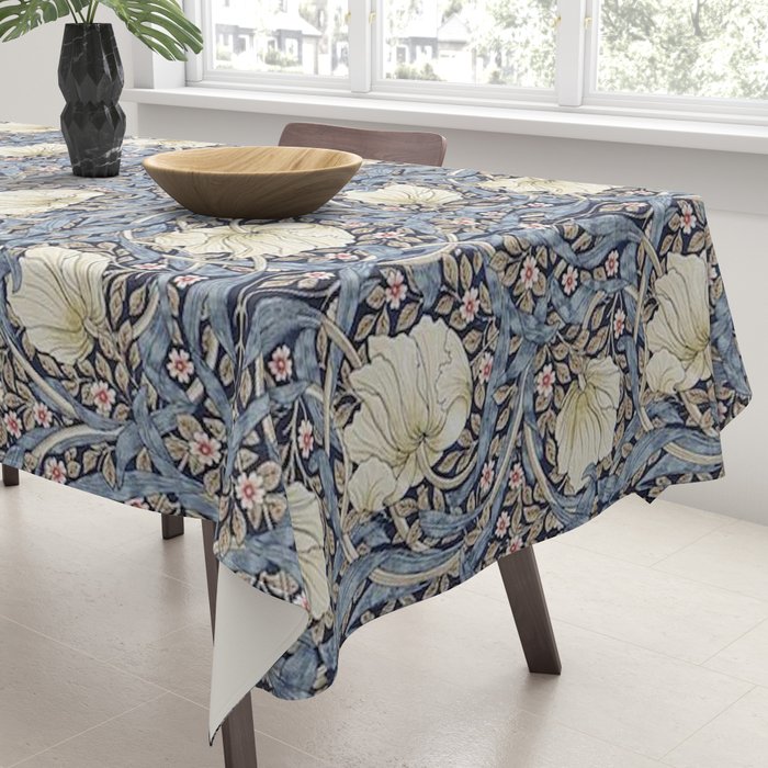 William Morris Vintage Pimpernel Dark Blue & Cream Tablecloth Gallery Image 3