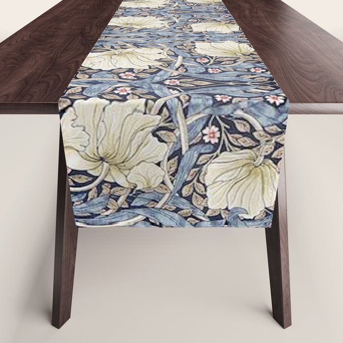William Morris Vintage Pimpernel Dark Blue & Cream Table Runner