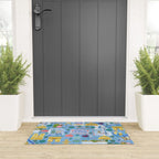 Paris France Map Illustration & Pattern in Blue Welcome Mat Gallery Image 3