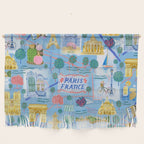Paris France Map Illustration & Pattern in Blue Wall Hanging Gallery Image 1