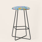 Paris France Map Illustration & Pattern in Blue Stool Gallery Image 1