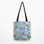 Paris France Map Illustration & Pattern in Blue Tote Bag Gallery Image 2