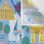 Paris France Map Illustration & Pattern in Blue Wall Tapestry Gallery Image 3