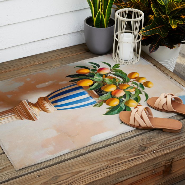  Mango Summer, India Fruits Still Life Tropical, Season Flower Pot Plants Botanical, Nature Plant Pots Blossom Juicy Painting Outdoor Rug Gallery Image 2