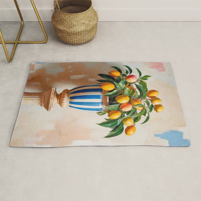  Mango Summer, India Fruits Still Life Tropical, Season Flower Pot Plants Botanical, Nature Plant Pots Blossom Juicy Painting Rug Gallery Image 1