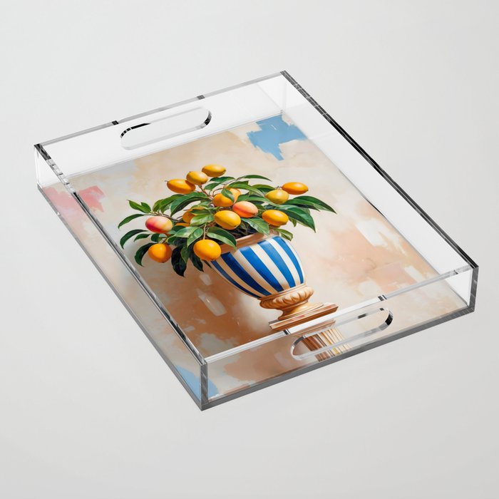  Mango Summer, India Fruits Still Life Tropical, Season Flower Pot Plants Botanical, Nature Plant Pots Blossom Juicy Painting Acrylic Tray Gallery Image 1