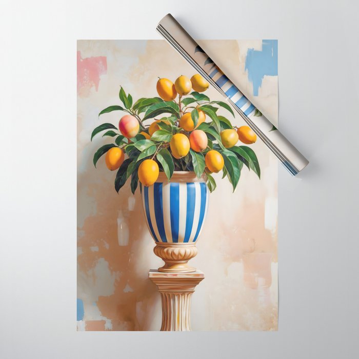  Mango Summer, India Fruits Still Life Tropical, Season Flower Pot Plants Botanical, Nature Plant Pots Blossom Juicy Painting Wrapping Paper Gallery Image 1