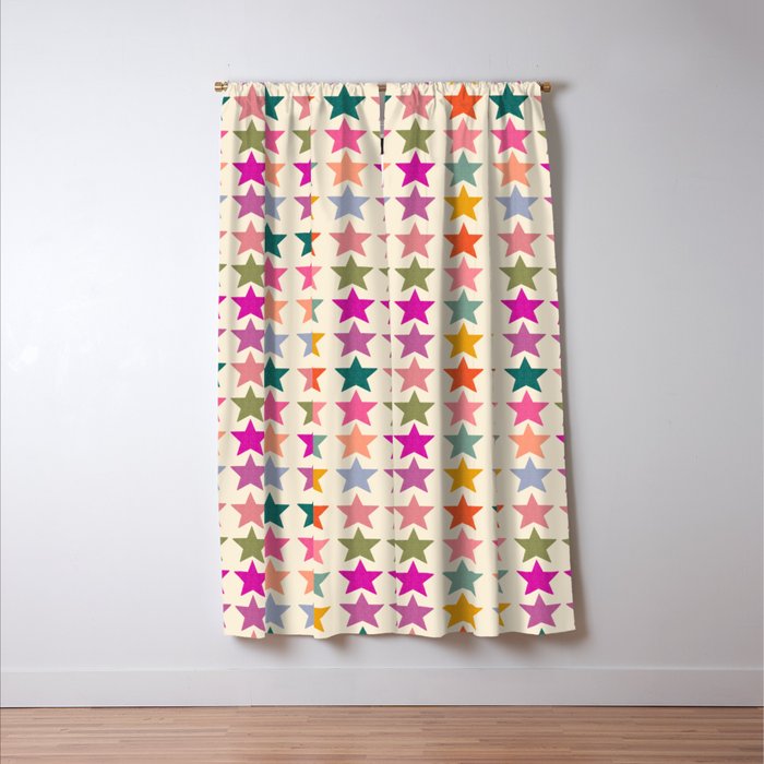 Retro Colorful Stars Window Curtain Gallery Image 3