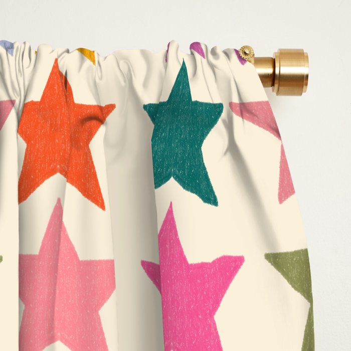 Retro Colorful Stars Window Curtain Gallery Image 2