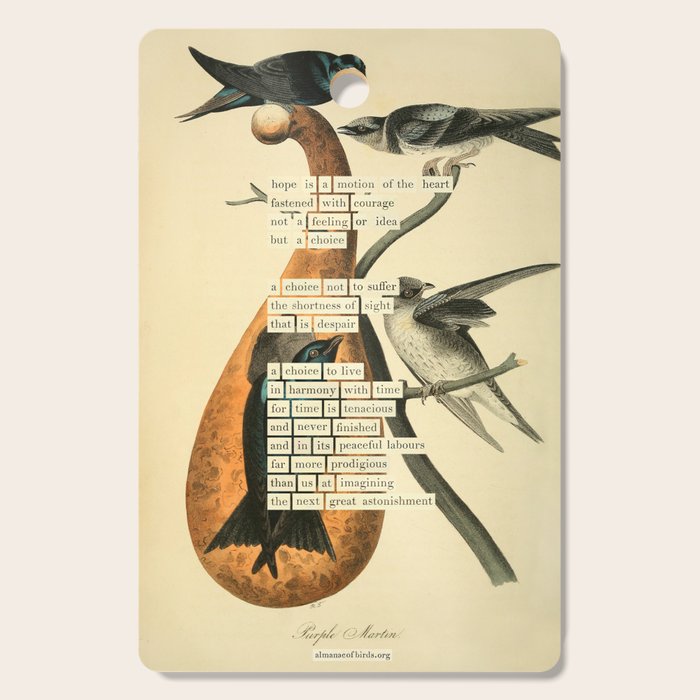 Purple Martin Divination from # An Almanac of Birds # Divinations for Uncertain Days Cutting Board Gallery Image 1