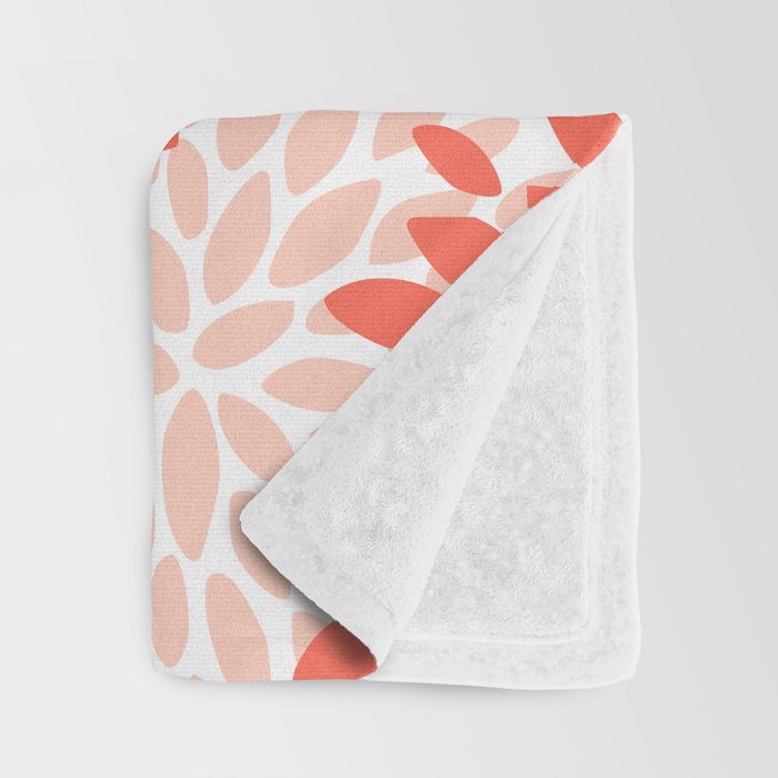 Flowers Pattern, Coral, Pink, Floral Prints Throw Blanket Gallery Image 3