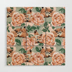 Red foxes in the rose bushes 24 Wood Wall Art Gallery Image 1