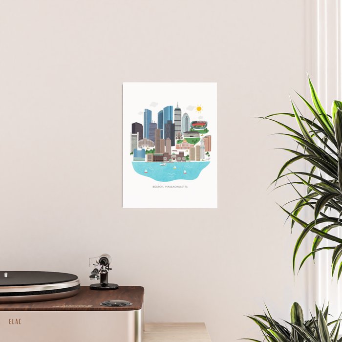Boston Skyline Illustration Poster Gallery Image 2