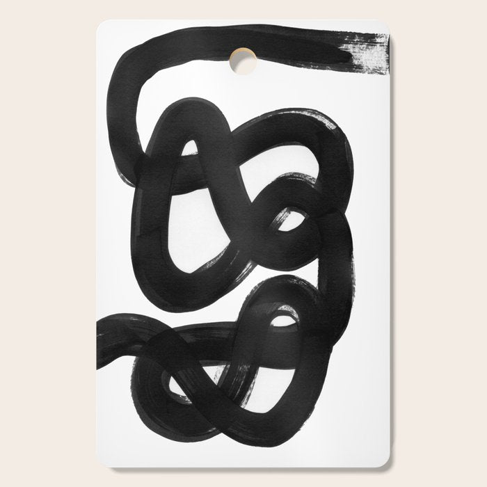 Knots Black & White Minimalist Ink Tribal Mid Century Pattern Dark Painting Pattern Cutting Board Gallery Image 1