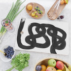 Knots Black & White Minimalist Ink Tribal Mid Century Pattern Dark Painting Pattern Cutting Board Gallery Image 2