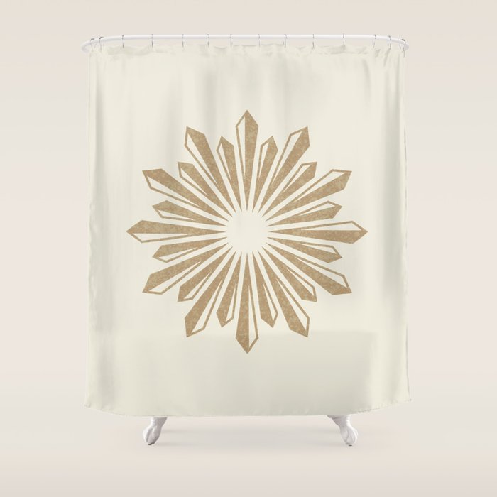 Sunburst Retro 2 - Gold Shower Curtain Gallery Image 1