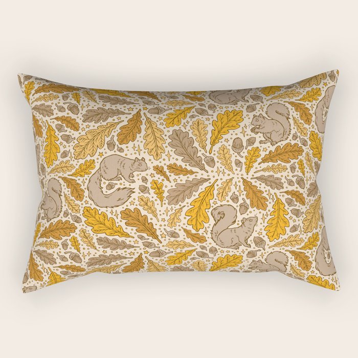 Oak & Squirrels | Autumn Yellows Palette Rectangular Pillow Gallery Image 1