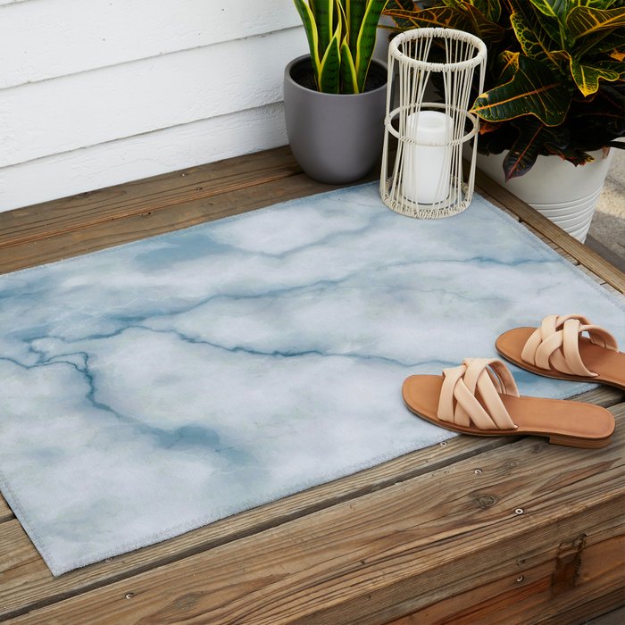 Light blue marble texture Outdoor Rug Gallery Image 2