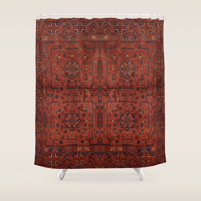 Traditional Vintage Moroccan Rug Design E13 Shower Curtain Gallery Image 1