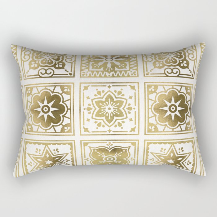 Talavera Mexican Tile - Gold Palette Rectangular Pillow Gallery Image 1