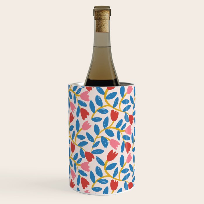 Simple Floral - Blue, Pink and Red Wine Chiller Gallery Image 1