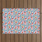Simple Floral - Blue, Pink and Red Outdoor Rug Gallery Image 1
