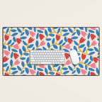 Simple Floral - Blue, Pink and Red Desk Mat Gallery Image 1