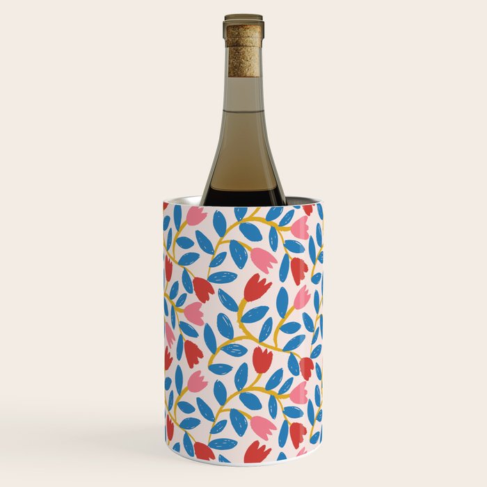 Simple Floral - Blue, Pink and Red Wine Chiller Gallery Image 3