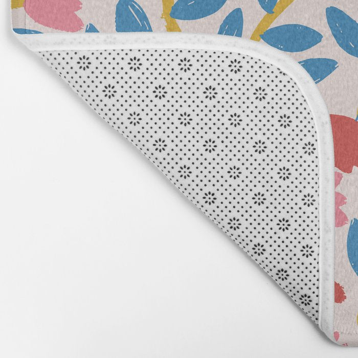Simple Floral - Blue, Pink and Red Bath Mat Gallery Image 2
