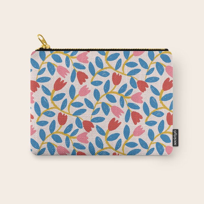 Simple Floral - Blue, Pink and Red Carry All Pouch Gallery Image 1