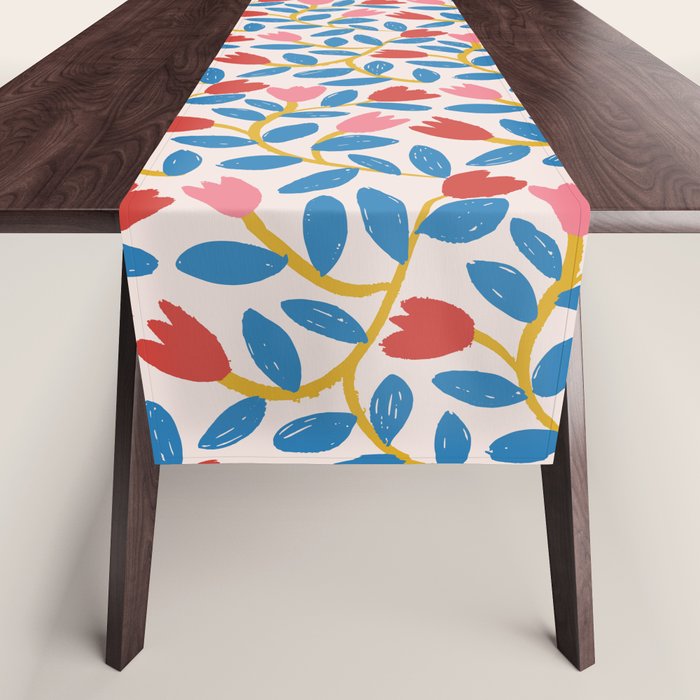 Simple Floral - Blue, Pink and Red Table Runner Gallery Image 1