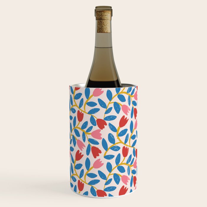 Simple Floral - Blue, Pink and Red Wine Chiller Gallery Image 2
