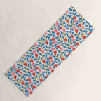 Simple Floral - Blue, Pink and Red Yoga Mat Gallery Image 1