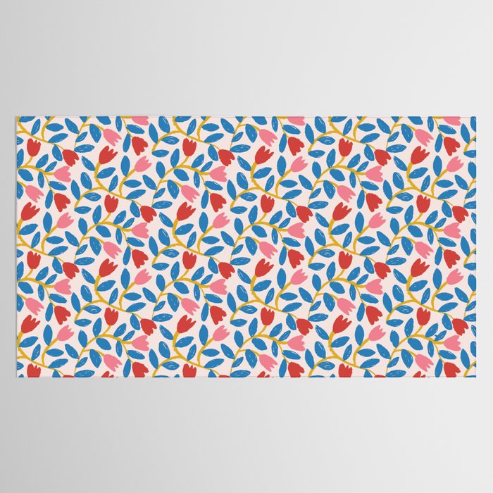 Simple Floral - Blue, Pink and Red Tablecloth Gallery Image 2