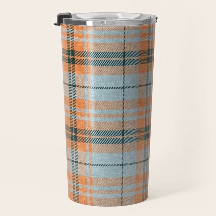 fall plaid - orange and blue Travel Mug Gallery Image 3